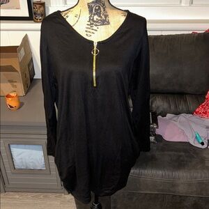 Black Zipper Detail Women's Top